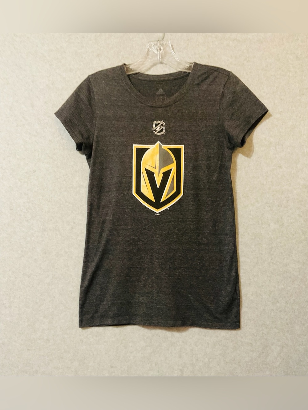adidas Women's  GRay and Gold short sleeves Vegas Golden Knights Logo Tee Sz M